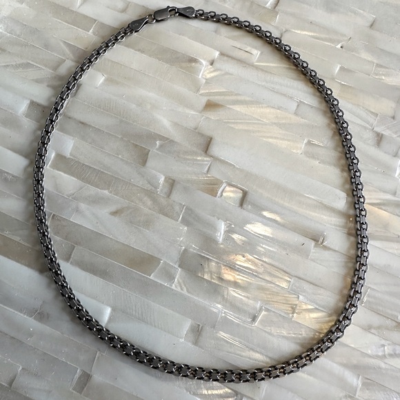 16” 925 Italy stamped Sterling Silver Bismarck Chain Necklace - Picture 8 of 8